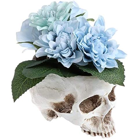 Skloer Halloween Skull Flower Pot Resin Head Decoration Antique Ashtray Candy Bowl Container Holiday Table Bar Supplies Cover