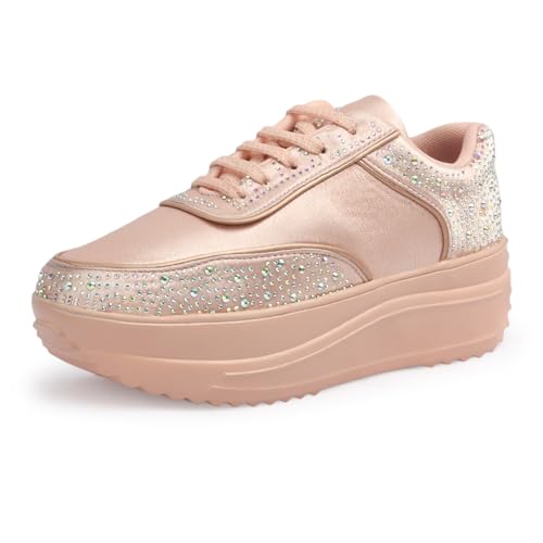 Image of Vendoz Women Wedding Party Bridal Glittery Embellished Sneakers 4041
