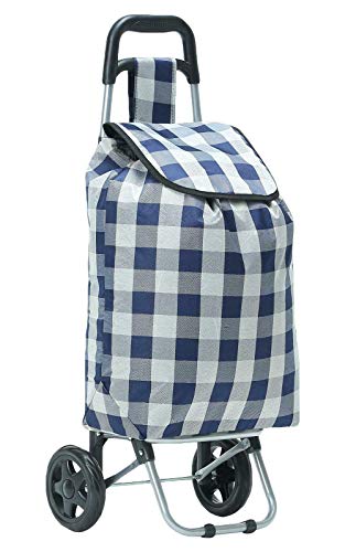 True Face Einkaufstrolley, robust, zusammenklappbar, Grau / Weiß kariert