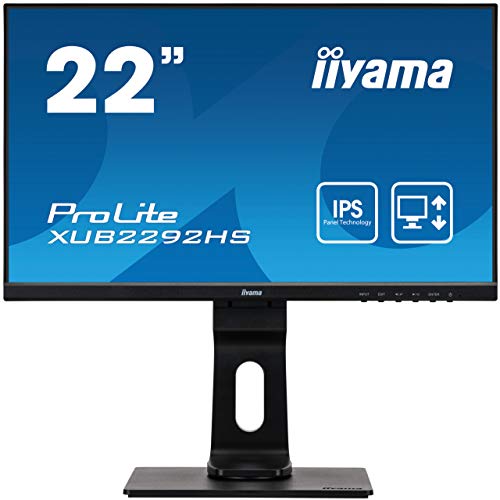 iiyama ProLite XUB2292HS-B1 54,6cm (22 Zoll) IPS LED-Monitor Full-HD (VGA, HDM, DisplayPort) Ultra-Slim-Line, Höhenverstellung, Pivot, schwarz