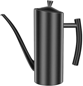 Stainless Steel Olive Oil Dispenser Bottle for Kitchen,Leak-Proof Cooking Oil Can, Drip Free Kitchen Dispenser Pot, Syrup Jar Keeper, Storage Container with LidSize1000ML,ColorBlack