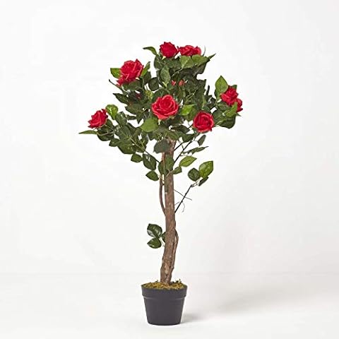 HOMESCAPES 3ft Red Artificial Rose Tree Cover