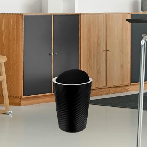 Poubelle de salle de bain 10L noire compacte avec couvercle Veemoon pour la maison - 6
