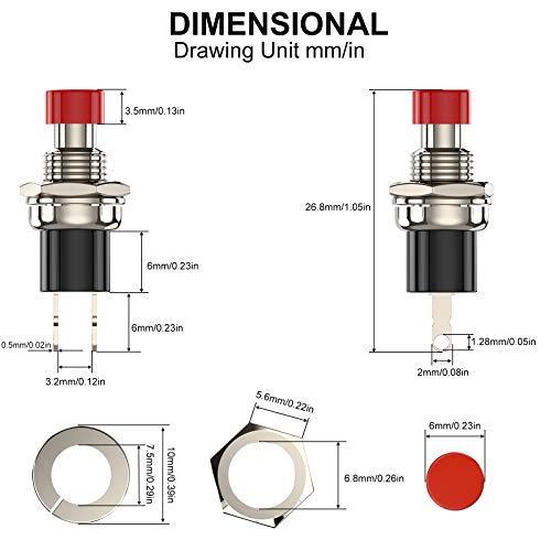 Interruptor Momentáneo NC para Prototipos y Proyectos Electrónicos | Mini Botón Rojo 5