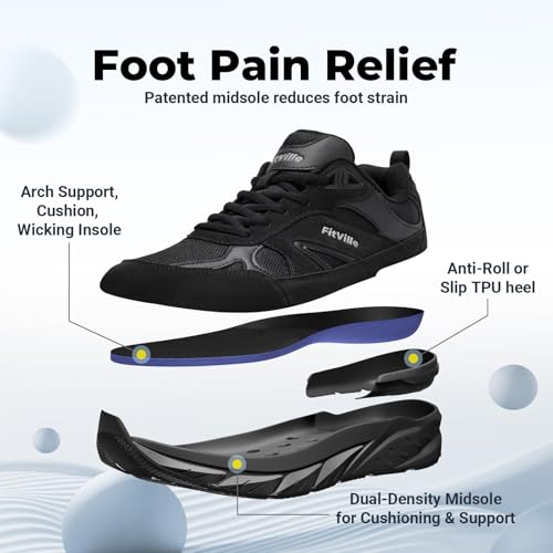 Image of FitVille Wide Walking Shoes for Men Extra Wide Width Sneakers with Arch Support for Flat Feet Heel Pain Relief Plantar Fasciitis - Rebound NEO V1