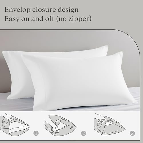 LINENWALAS Luxurious 1200 Thread Count Supima Cotton Single Size Duvet Cover Set 140x200 cm, Premium Cotton Zipper Closure and Corner Ties, Soft Premium Bedding Set (Single, White) - Image 2