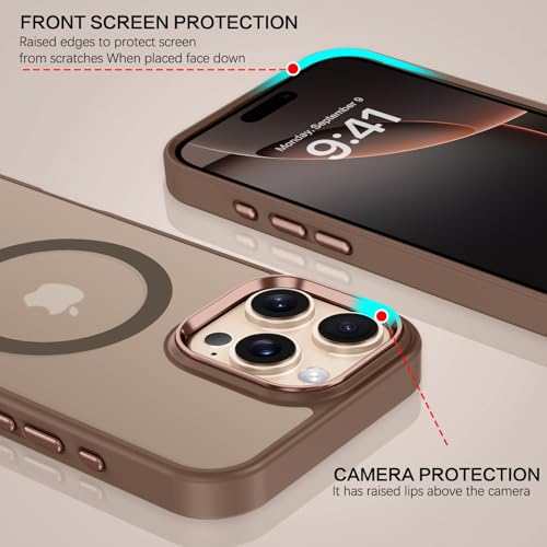 Image of BENTOBEN for iPhone 16 Pro Case [Compatible with Magsafe] Magnetic Matte Phone Case Translucent Slim Shockproof Women Men Protective Cover Cases for iPhone 16 Pro 6.3 inch, Desert Titanium