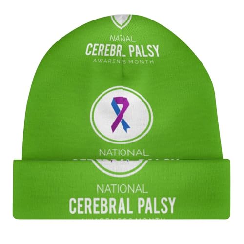 Cerebral Palsy Awareness Month Kids Beanie Hat for for Girls Boys Children Cap Winter Knitted Chemo Cancer Headwear Accessories Gifts Decoration Black4