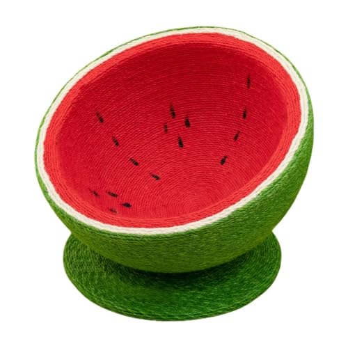 猫 爪とぎ キャットハウス スイカ型 天然サイザル麻製|特大サイズ40cm 安定構造 隠れ家&ベッド 多機能 猫用ハウス おしゃれ 家具保護 (39*34cm)