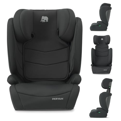 Deryan Rehausseur Voiture Enfant, de 100 à 150 cm (Environ 3,5 à 12 ans 0-36 Kg), Siège Auto groupe 1 2 3, ECE R129, léger, Siège auto bébé, FWF, Noir