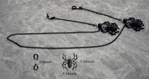 Image of Glasses Chain for Women Black Goth Spider & Mask Pendant Eyeglass Strap Holder Halloween