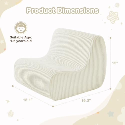 Image of DAICO Kids Bean Bag Chair, Ultra-Soft Toddler Bean Bag Sofa with Handle, Small Toddler Chairs Comfy Reading Lounger Foam Couch for Playroom or Bedroom - Birthday Gift for Boys and Girls Beige Washable