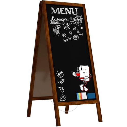 ALLboards Chevalet Stop Trottoir avec Cadre en Bois Laqué 150x61cm, Chevalet Ardoise