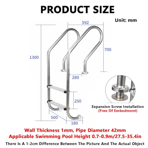 Escalera para piscina de acero inoxidable 2 peldaños miniatura 2