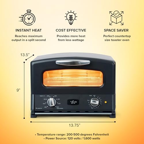Sengoku-SET-G16AK-HeatMate-Instant-Heat-Mini-Countertop-Oven-Toaster-Oven-with-Graphite-Technology-4-Non-Stick-Pans-for-Toasting-Baking-Black