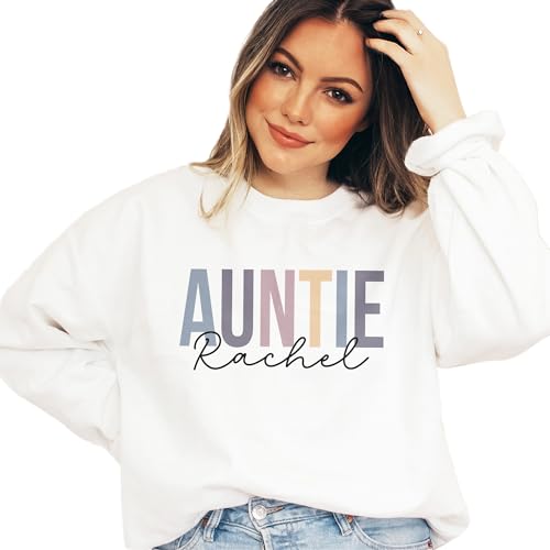 Personalized Auntie Sweatshirt, Gift For New Aunt, Christmas Gift, Custom Auntie Name Sweater, Sister Pregnancy Reveal, Unisex Crewneck Sweatshirt3