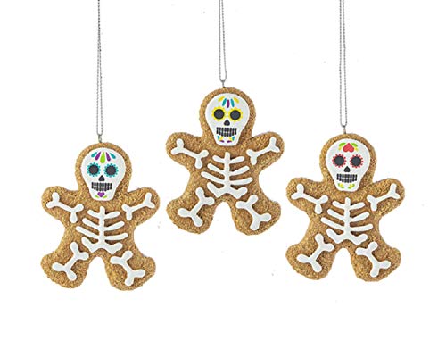 Ganz Juego de 3 adornos navideños de pan de jengibre del Día de los Muertos