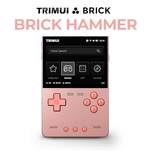Image of Trimui Brick Hammer Metal Body Handheld Game Console Retro Gaming Handheld 3000mah Battery Allwinner A133p 3.2 inch IPS RGB Lighting Vibration Pink