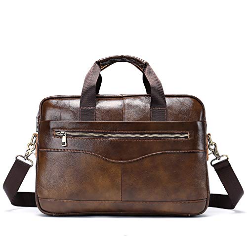 Herren 14 Zoll echtes weiches Leder Aktentasche - Business Office Laptop Handtasche - Kompatibel mit Notebook, Ultrabook, MacBook für Arbeit und