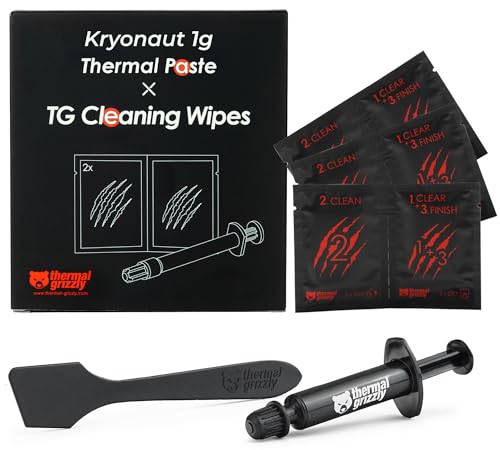 Thermal Grizzly Kryonaut - 1 Gram - Extremely High Performance Thermal Paste + 12 Cleaning Wipes...