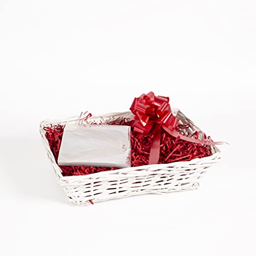 White Wicker Basket For Hampers Make You Own Gift Hamper Kit Birthday Christening Newborn Wedding Christmas Gifts Hampers (Red)