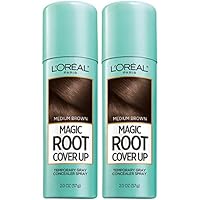 L'Oreal Paris Magic Root Cover Up Gray Concealer Spray Medium Brown 4 oz (2 pack)