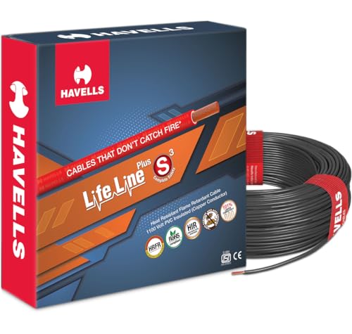 Havells Life Line Plus S3 1.5 Sq Mm Pvc Hrfr Cable (Black)