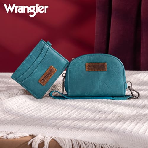 Image of Wrangler KeyChain Wallet Wristlet Wallets for Women Dual Pouch Wristlet with Zipper Womens Credit Card Holder Wallet
