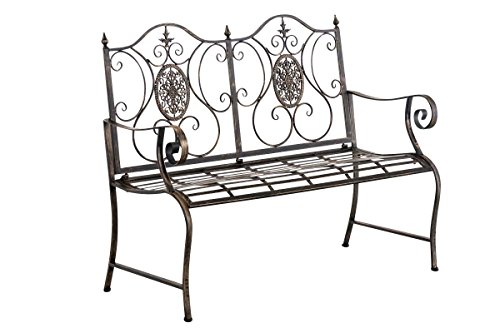 CLP Gartenbank Punjab, lackiertes Eisen, antik, Landhaus-Stil, Nostalgie, ca. 120 x 50 cm, Farbe:Bronze
