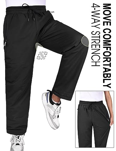Nadeer Jogginghose Herren Thermo Gefütterte Hosen, Skihose Outdoorhose Wasserdicht Arbeitshosen, Männer Winddicht Winterhose Warm Softshellhose mit Kordelzug, Zwei Taschen