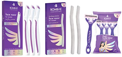 Image of Bombay Shaving Company Face Razor For Women 3 count & Bombay Shaving Company Face & Eyebrow Razor (Pack of 2) & Bombay Shaving Company Hair Removal Razor for Women (3pack)
