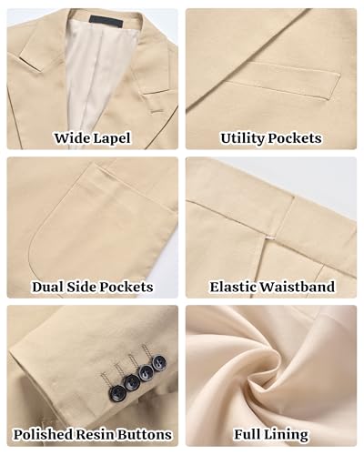 MY'S Mens Linen Suit, 2 Pieces One Button Regular Fit Blazer Set, Lightweight Jacket and Pants for Casual Wedding Business3