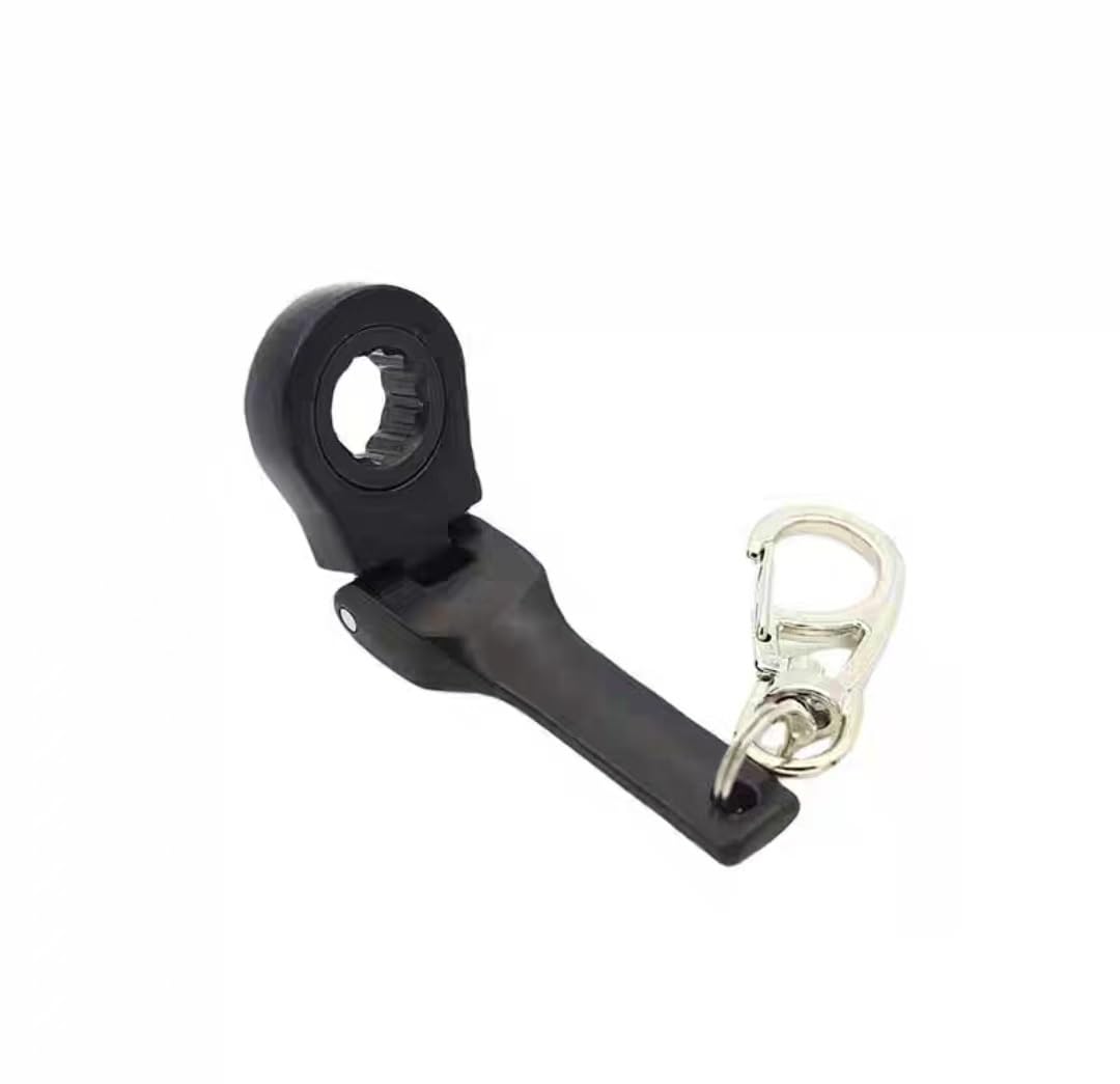 Beautrio Black Colorful 10Mm Mini Ratchet Wrench With Keychain – 180° Rotatable, Portable Pocket Spanner Tool(Black)