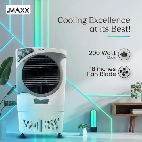 Image of Brezza Desert Air Cooler | Cooling with Honeycomb Pads, Turbo Air Throw, 3-Speed Control, Auto-Swing, Dust & Mosquito Protection, Inverter Tech | Warranty* Support* (White, 80 Litre)