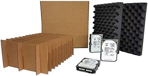 Tek Source Solutions Compatible with 3.5" Hard Disk Drive Slotted Shipping & Storage Box Container Kit - Protective Travel & Transport Case - Foam Shock HDD Protection Shell (Pack of 6 Box Kits)