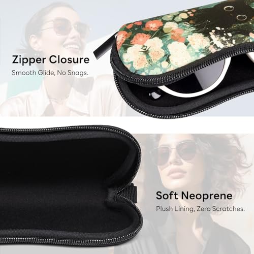 Image of Sunglasses Case with Belt Clip, Ultra Light Neoprene Zipper Soft Padded Glasses Case for Women Men