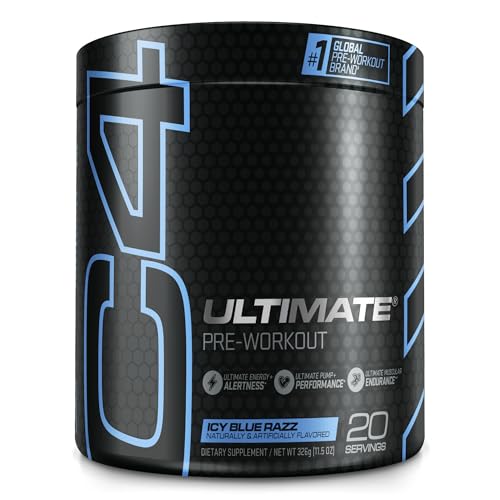 Cellucor C4 Ultimate Pre Workout Powder ICY Blue Razz - Sugar Free Preworkout Energy Supplement for Men & Women - 300mg Caffeine + 3.2g Beta Alanine + 2 Patented Creatines - 20 Servings