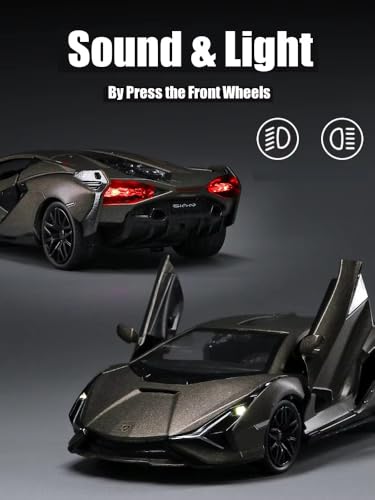 Image of Die-cast Lamborghini Toy Car - 1:32 Scale Alloy Supercar with Openable Doors Lights & Sound, Pull-Back Action Die-Cast Vehicle for Kids, Boys, Car Lovers & Collectors (Multicolor)