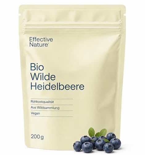 Effective Nature - Wilde Heidelbeeren Bio Pulver - Fruchtpulver in Rohkostqualität - Reich an Antioxidantien - Blaubeeren Pulver (Vaccinium myrtillus) - 200 g - vegan