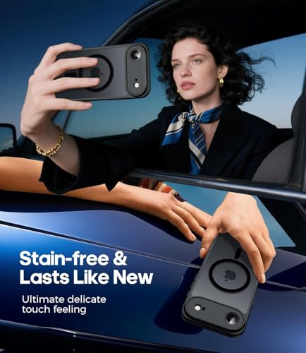 Image of Elzzi Magnetic for iPhone 17 Air Case (Compatible with MagSafe)(with Camera Lens Protection) Slim Translucent Matte Shockproof with Anti-Fingerprint Phone Case,Black