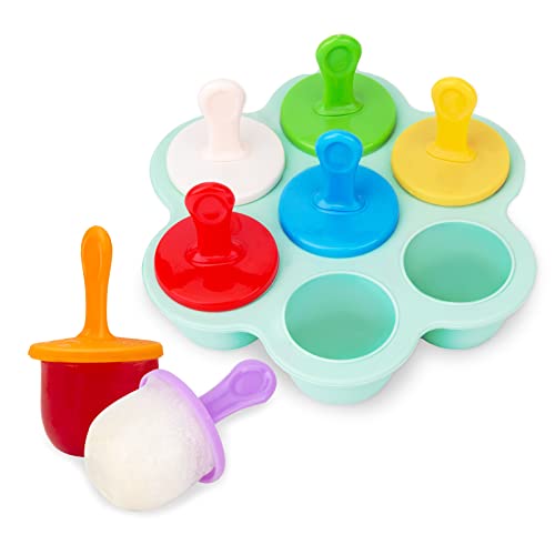 Molde de Silicona Reutilizables para Paletas de Helado, para Bebes y Niños, 7 Cavidades, DIY, para Alimentos (verde)