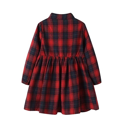 Mud Kingdom Little Girls Christmas Shirt Dress Buffalo Check Long Sleeve Button Down Plaid Princess Dress2