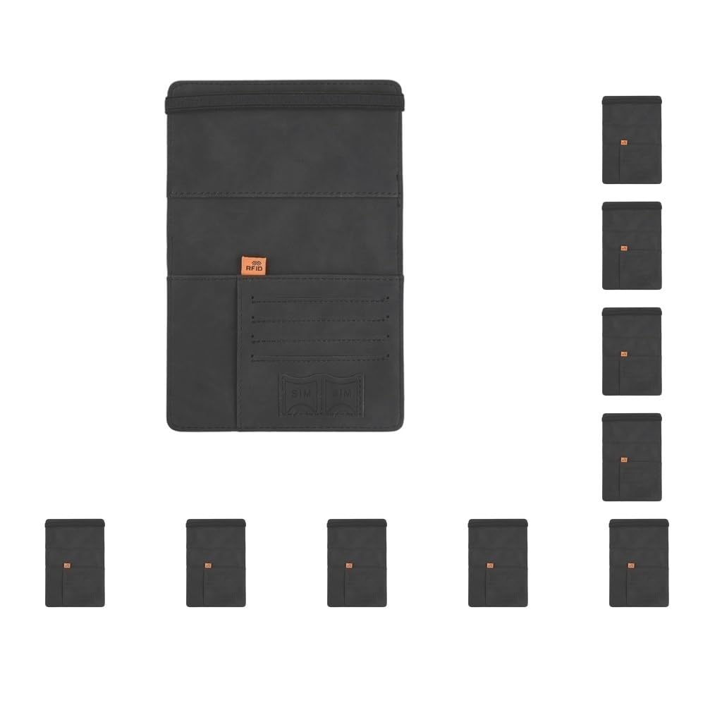 Estuche organizador de documentos para pasaportes, cartera de viaje, tarjetero, rojo, 15 x 21 cm, Juego de 10 (negro, 15 x 21 cm), 15 x 21 cm