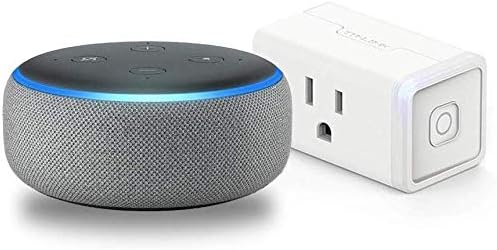 Echo Dot (3rd Gen) Heather Gray Bundle with TP-Link simple set up smart plug