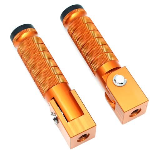Image of Orange Motorcycle Bicycle Folding Foot Pegs 90 Degree Foldable Electric Motorbike Ebike For Super73 S2 /ZX /RX /R /S Passenger Footrests Rearsets Rear Set Footpegs foot Rest Pedals M8 Install Bolts