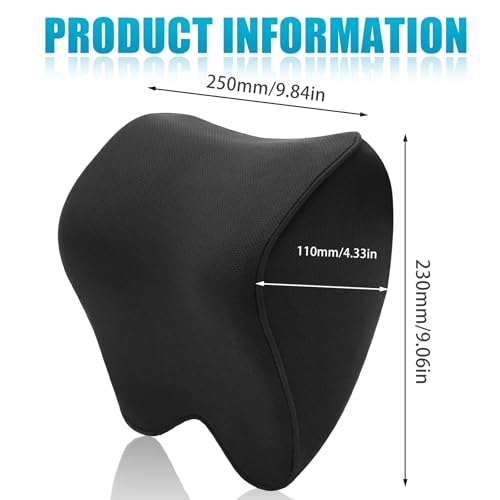 Mumjooyi Auto Nackenkissen Auto Kopfstütze Kissen Weichheit Autokopfstützenkissen mit verstellbarem Riemen Atmungsaktiver Abnehmbarer Abdeckung Neck Pillow Schwarze (A)