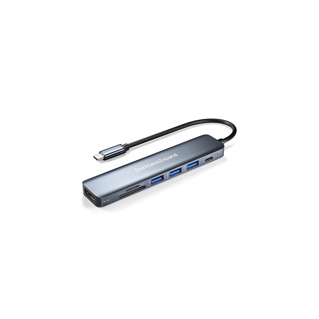 USB-C-Hub-DockteckExpand-7-in-1-USB-C-Multiport-Adapter-with-4K-HDMI-100W-Power-Delivery-3-USB-30-Ports-SDTF-Card-Reader-for-MacBook-ProAir-iMac-iPad-Pro-Surface-Pro-78-XPS-HP-and-More
