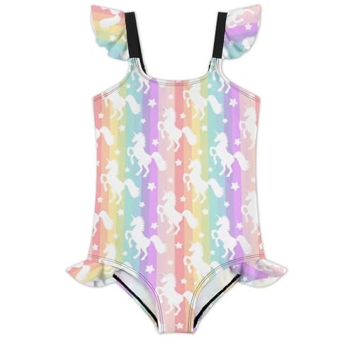 Image of Girls One Piece Swimsuit Lovely Cute Animals Ruffles Swimwear Bathing Suits 3-12 Years