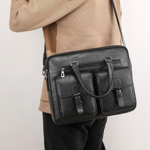 Image of CAVALO - Be Unique Leather Men's Laptop Bag Retro Messsenger Bag Men's Handbag Crossbody Bag Personality Briefcase (upto 14 inch) | Premium PU Leather