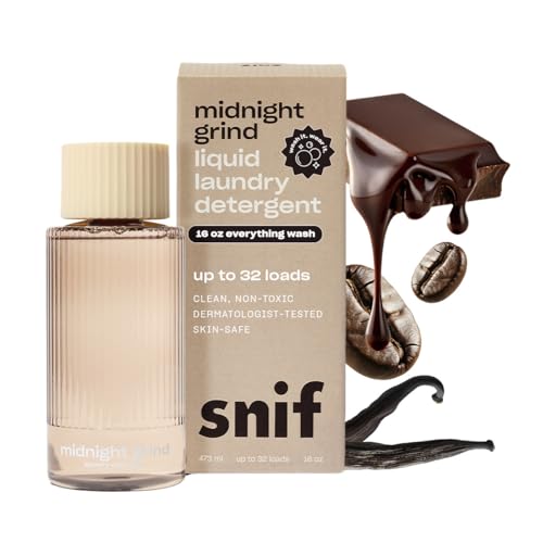 Snif Midnight Grind Laundry Detergent, Bold, Rich Espresso Scent, 64 Loads, Non-Irritating to Skin, Clean, Non-Toxic, Vegan, Cruelty Free, 16oz